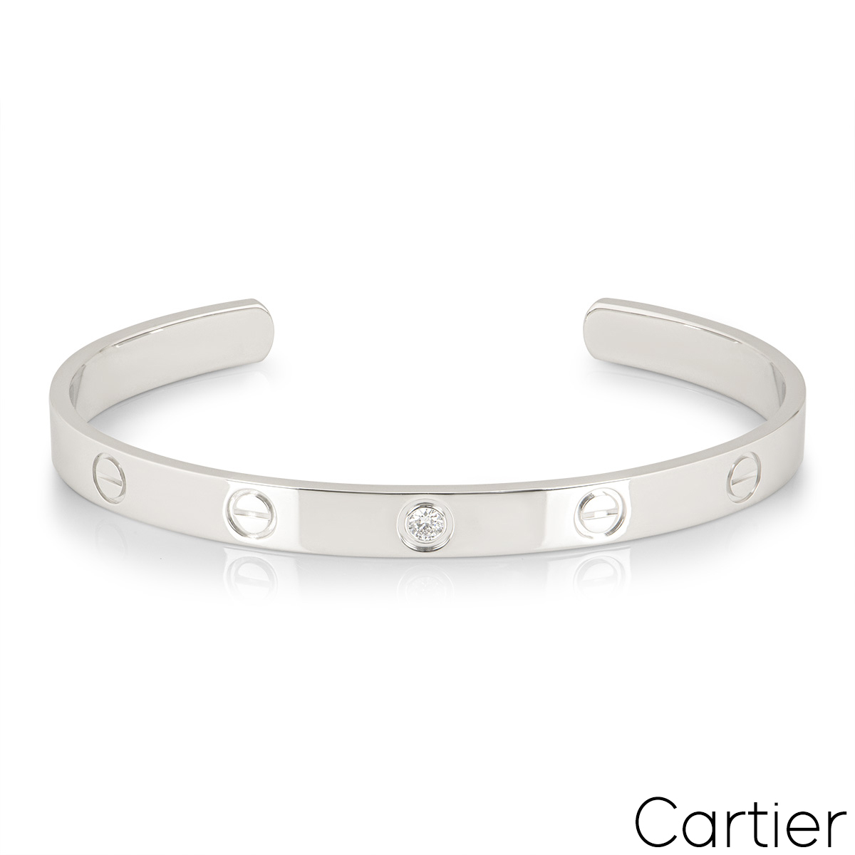 Cartier White Gold Diamond Cuff Love Bracelet Size 16 B6029916
